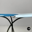 Italian mid-century modern wrought iron coffee table in light blue enamel, 1950s