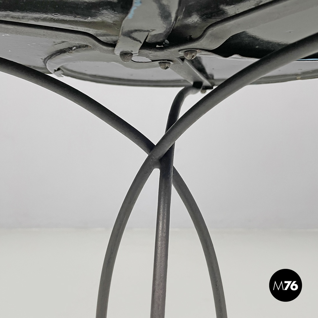 Italian mid-century modern wrought iron coffee table in light blue enamel, 1950s