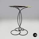 Italian mid-century modern wrought iron coffee table yellow pink enamel, 1950s