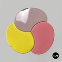 Italian mid-century modern wrought iron coffee table yellow pink enamel, 1950s