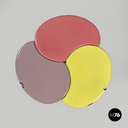 Italian mid-century modern wrought iron coffee table yellow pink enamel, 1950s