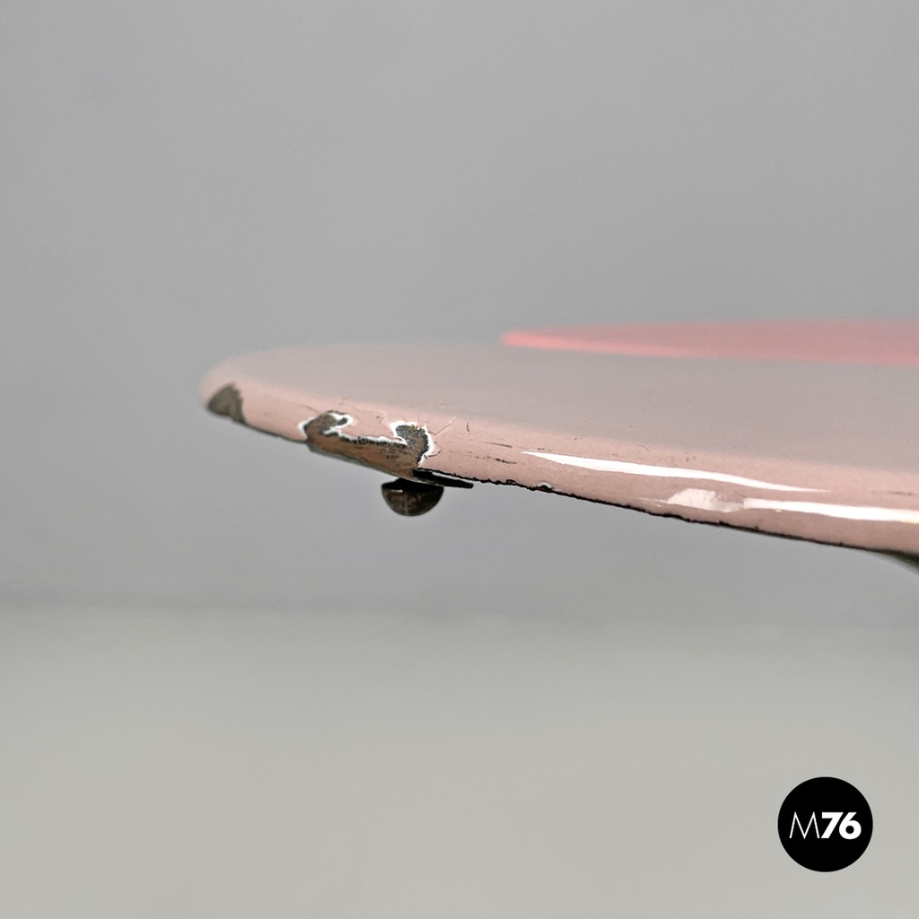 Italian mid-century modern wrought iron coffee table yellow pink enamel, 1950s