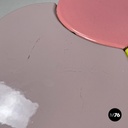 Italian mid-century modern wrought iron coffee table yellow pink enamel, 1950s