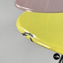 Italian mid-century modern wrought iron coffee table yellow pink enamel, 1950s
