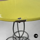 Italian mid-century modern wrought iron coffee table yellow pink enamel, 1950s