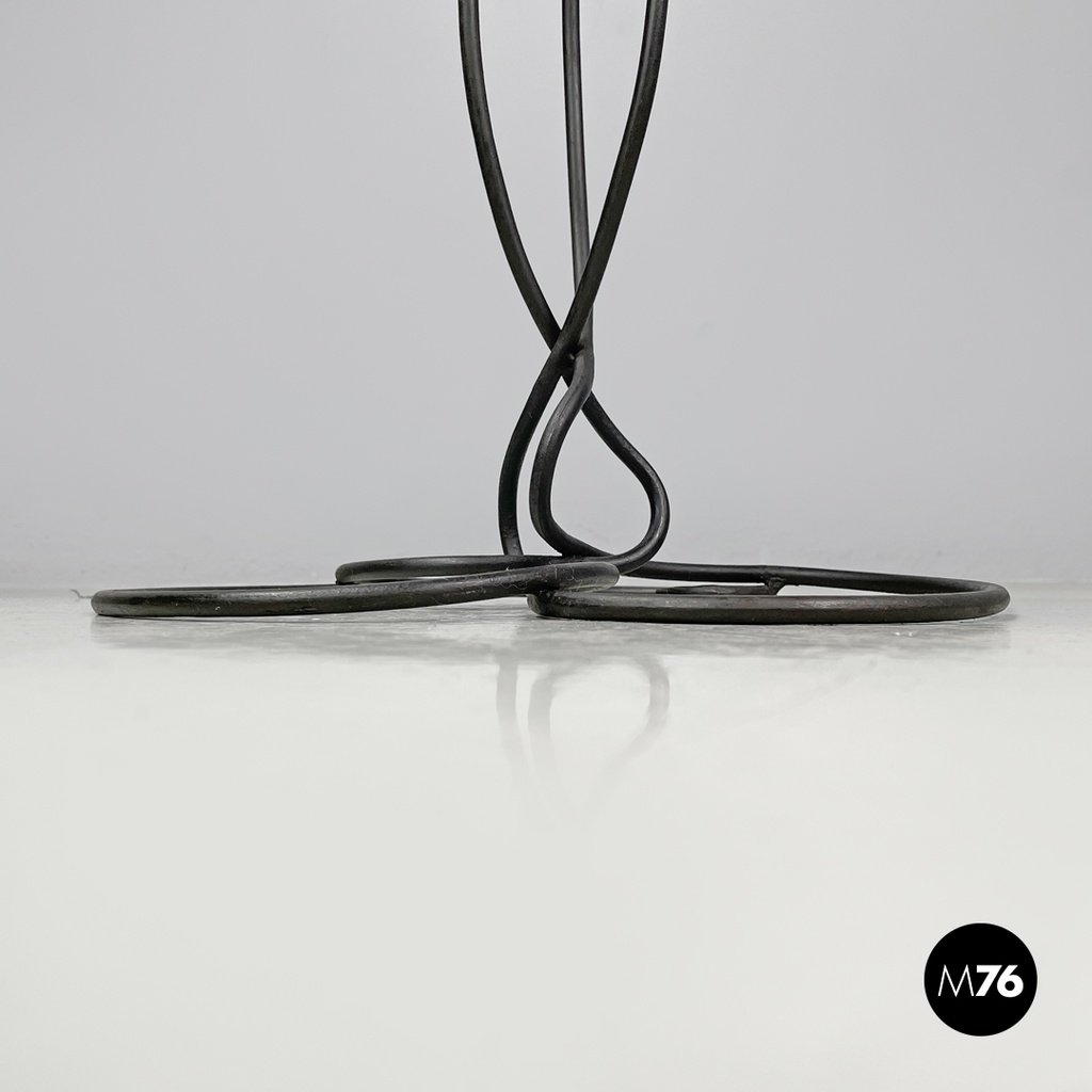 Italian mid-century modern wrought iron coffee table yellow pink enamel, 1950s