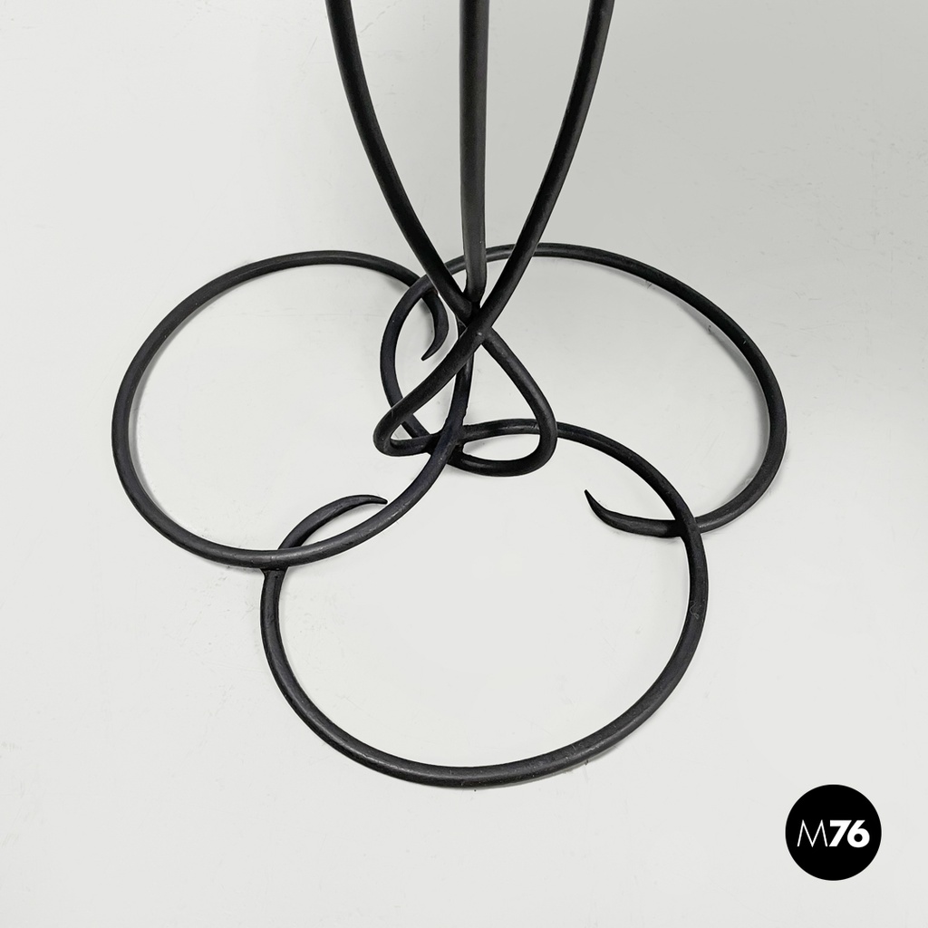 Italian mid-century modern wrought iron coffee table yellow pink enamel, 1950s