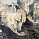 Japanese antique Silk tapestry with 5 foxes in bamboo forest, mid 1700s