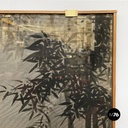 Japanese antique Silk tapestry with 5 foxes in bamboo forest, mid 1700s