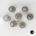 Italian space age Round wall lamps with  molded glass and plastic, 1970s