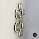 Italian space age Round wall lamps with  molded glass and plastic, 1970s