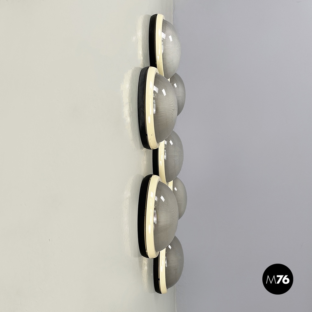 Italian space age Round wall lamps with  molded glass and plastic, 1970s