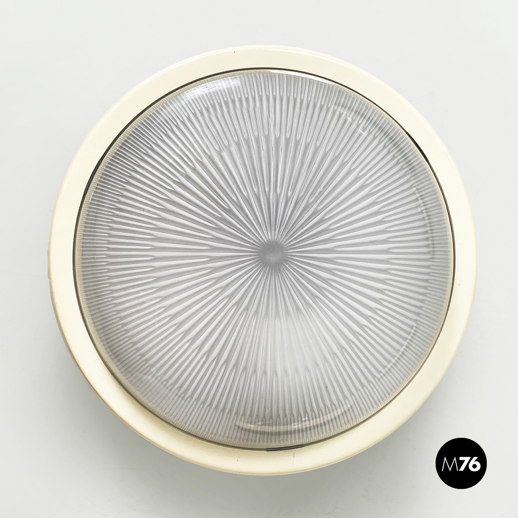 Italian space age Round wall lamps with  molded glass and plastic, 1970s