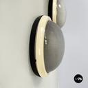 Italian space age Round wall lamps with  molded glass and plastic, 1970s