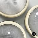 Italian space age Round wall lamps with  molded glass and plastic, 1970s