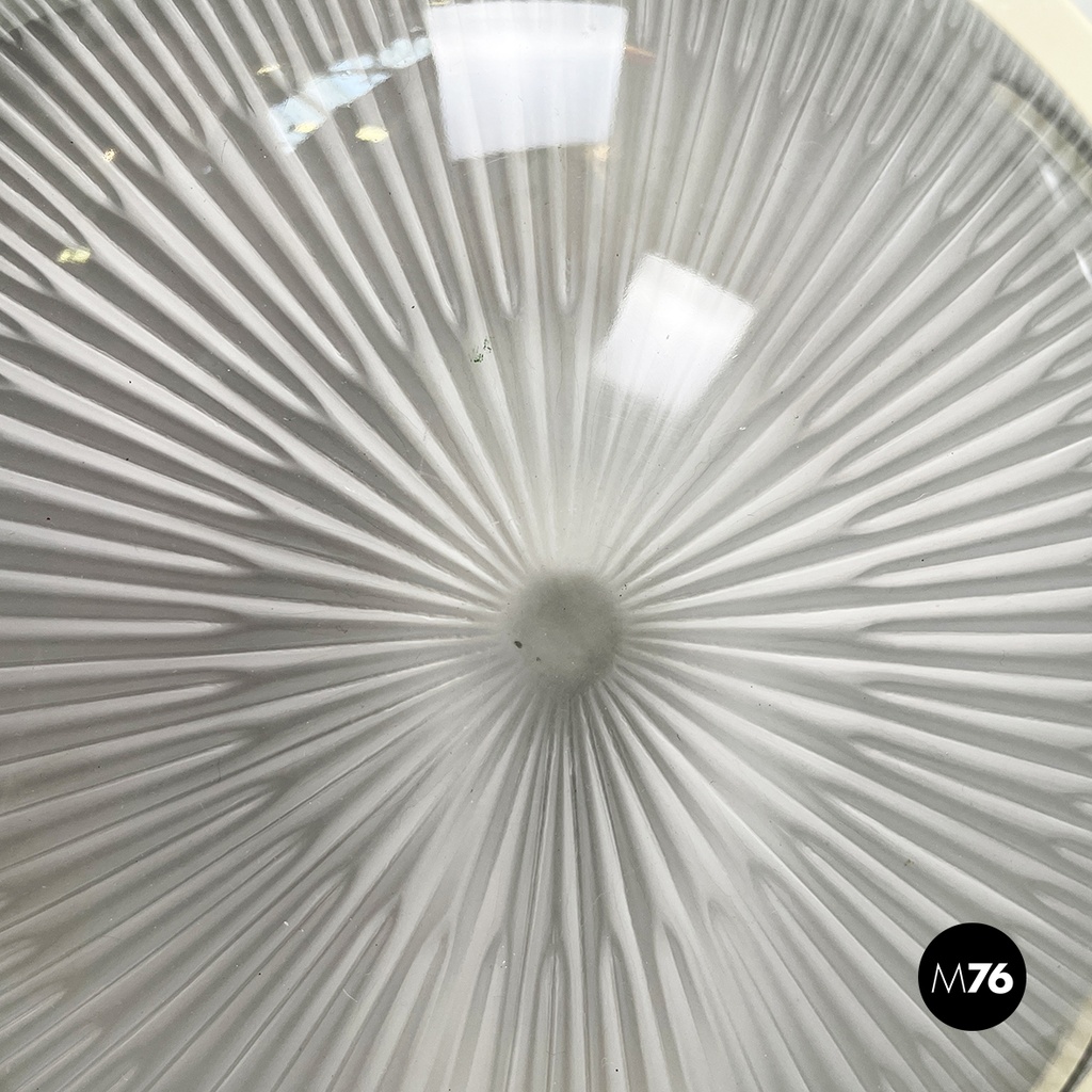 Italian space age Round wall lamps with  molded glass and plastic, 1970s