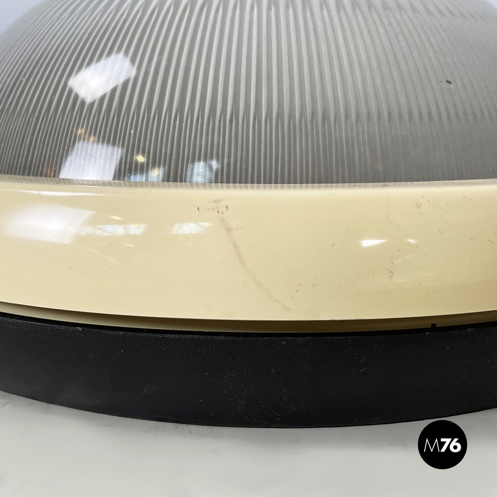 Italian space age Round wall lamps with  molded glass and plastic, 1970s