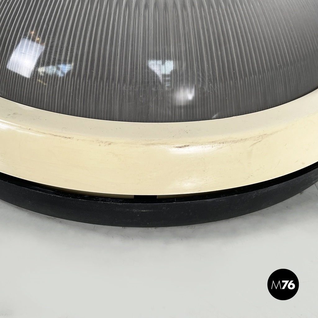 Italian space age Round wall lamps with  molded glass and plastic, 1970s