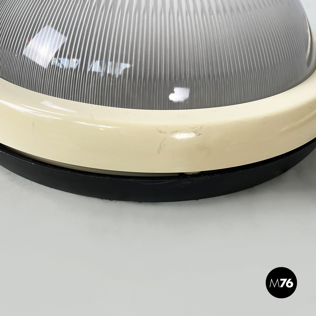 Italian space age Round wall lamps with  molded glass and plastic, 1970s