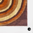 Space Age Italian short pile brown carpet, with orange and beige decoration 1970