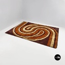 Space Age Italian short pile brown carpet, with orange and beige decoration 1970