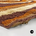 Space Age Italian short pile brown carpet, with orange and beige decoration 1970