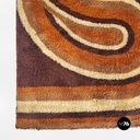 Space Age Italian short pile brown carpet, with orange and beige decoration 1970