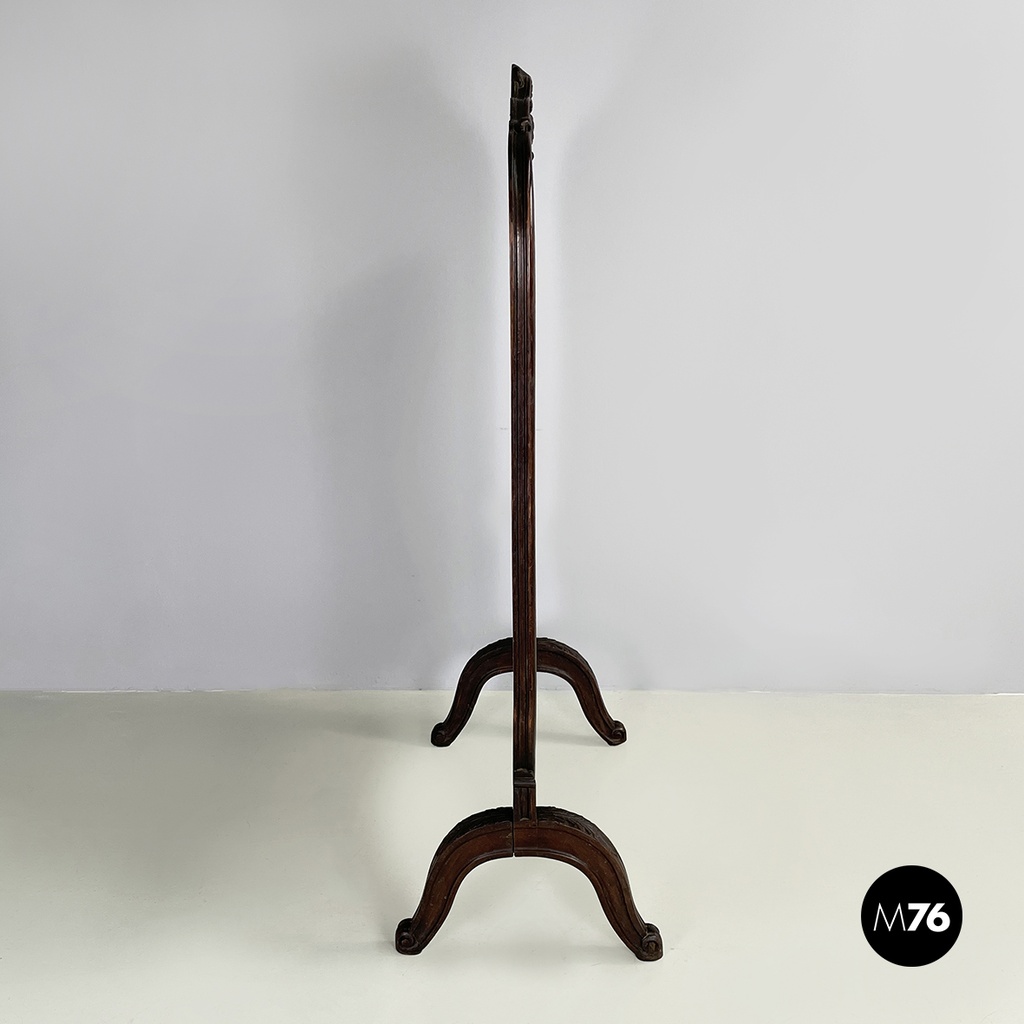 Italian mid-century Fire screen in crafted wood with floral decorations, 1940s