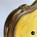 Italian mid-century Fire screen in crafted wood with floral decorations, 1940s