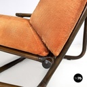 Italian modern bamboo armchairs orange cushions Tito Agnoli for Bonacina, 1970s