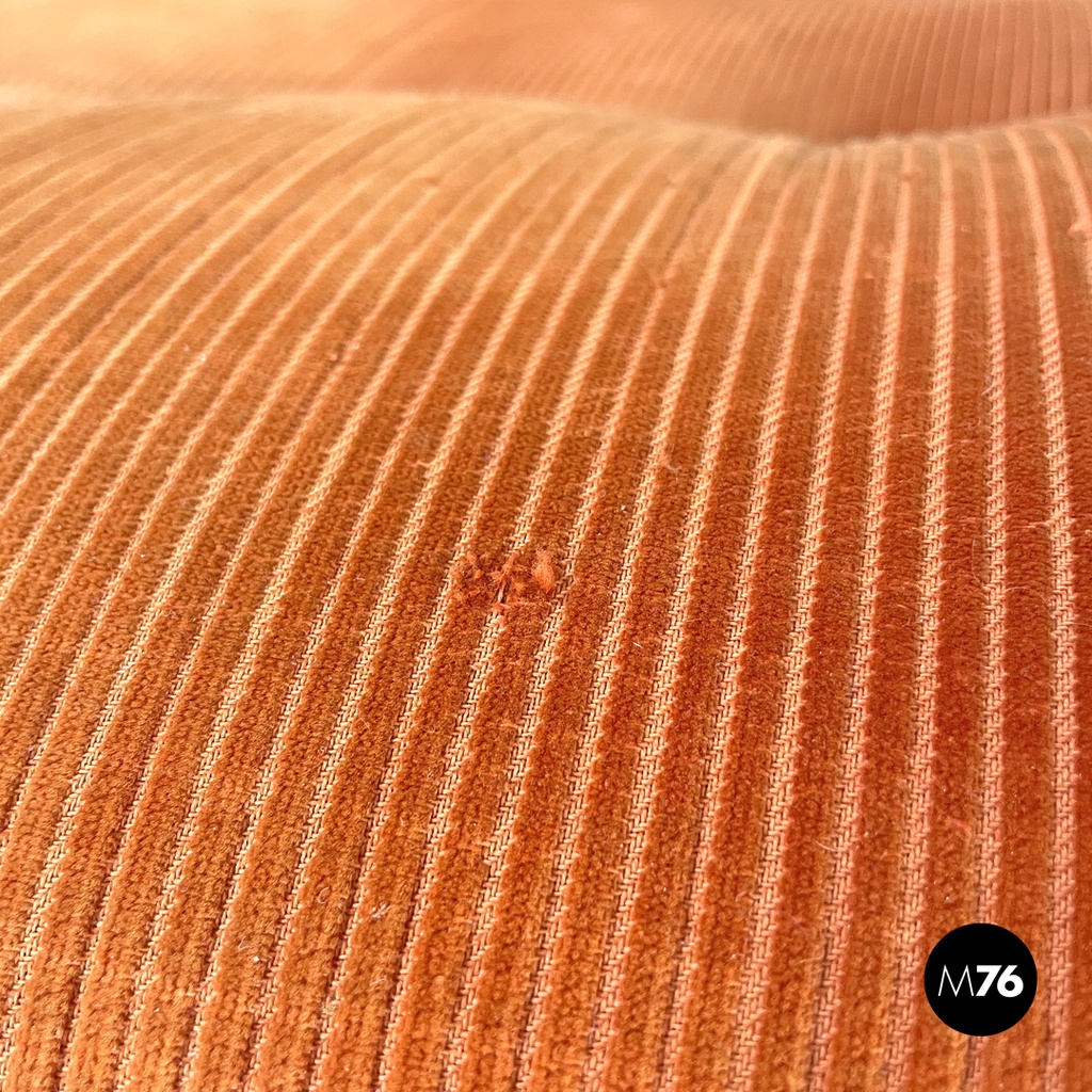 Italian modern bamboo armchairs orange cushions Tito Agnoli for Bonacina, 1970s