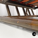 Italian modern bamboo armchairs orange cushions Tito Agnoli for Bonacina, 1970s