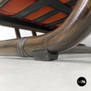 Italian modern bamboo armchairs orange cushions Tito Agnoli for Bonacina, 1970s