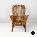 Italian mid-century modern rattan armchair by Antonio Dal Vera, 1960s