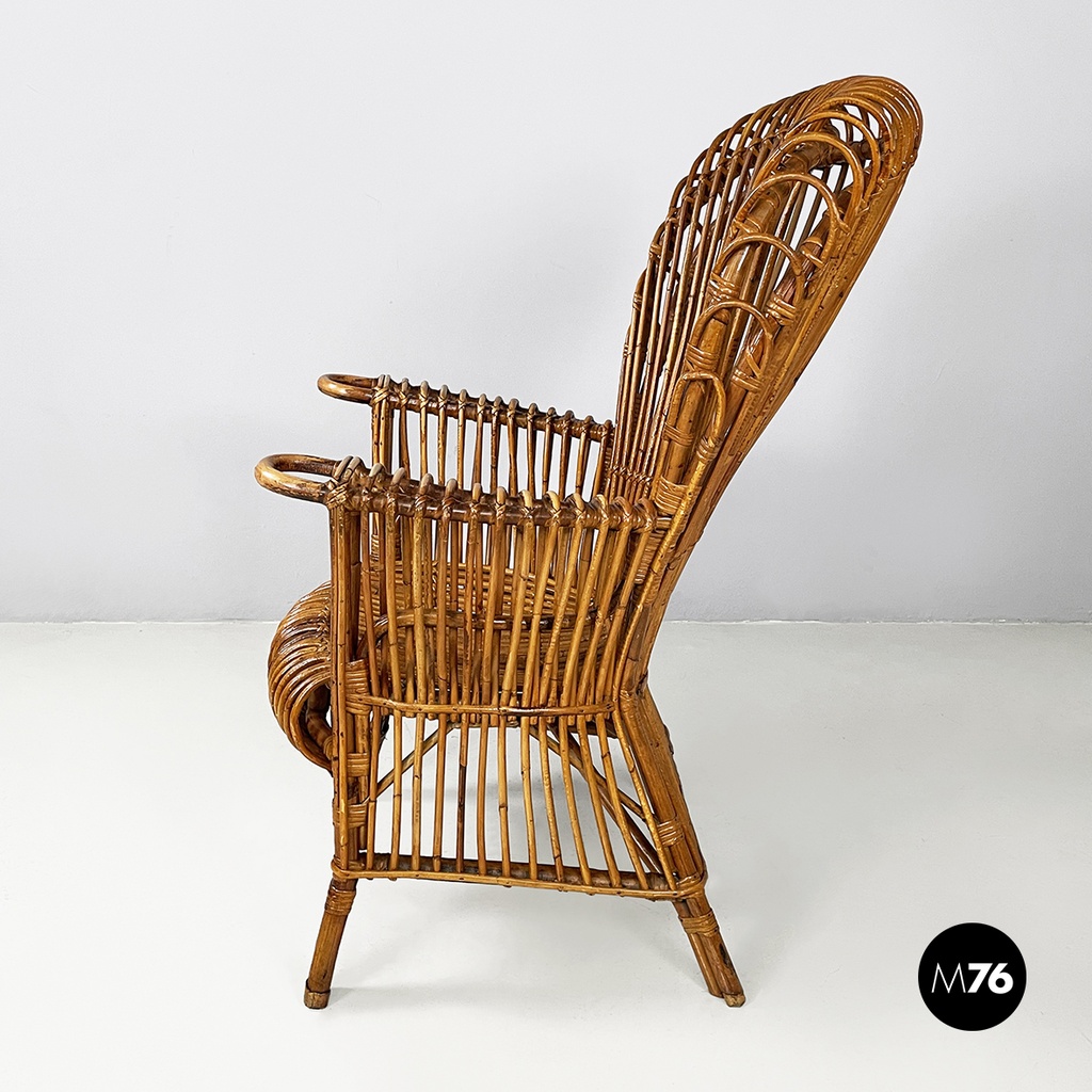 Italian mid-century modern rattan armchair by Antonio Dal Vera, 1960s