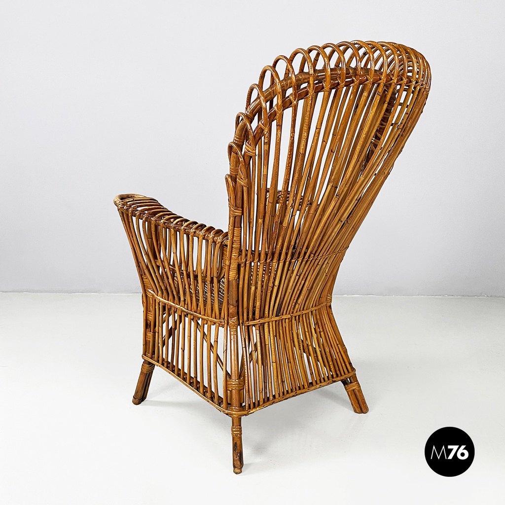 Italian mid-century modern rattan armchair by Antonio Dal Vera, 1960s