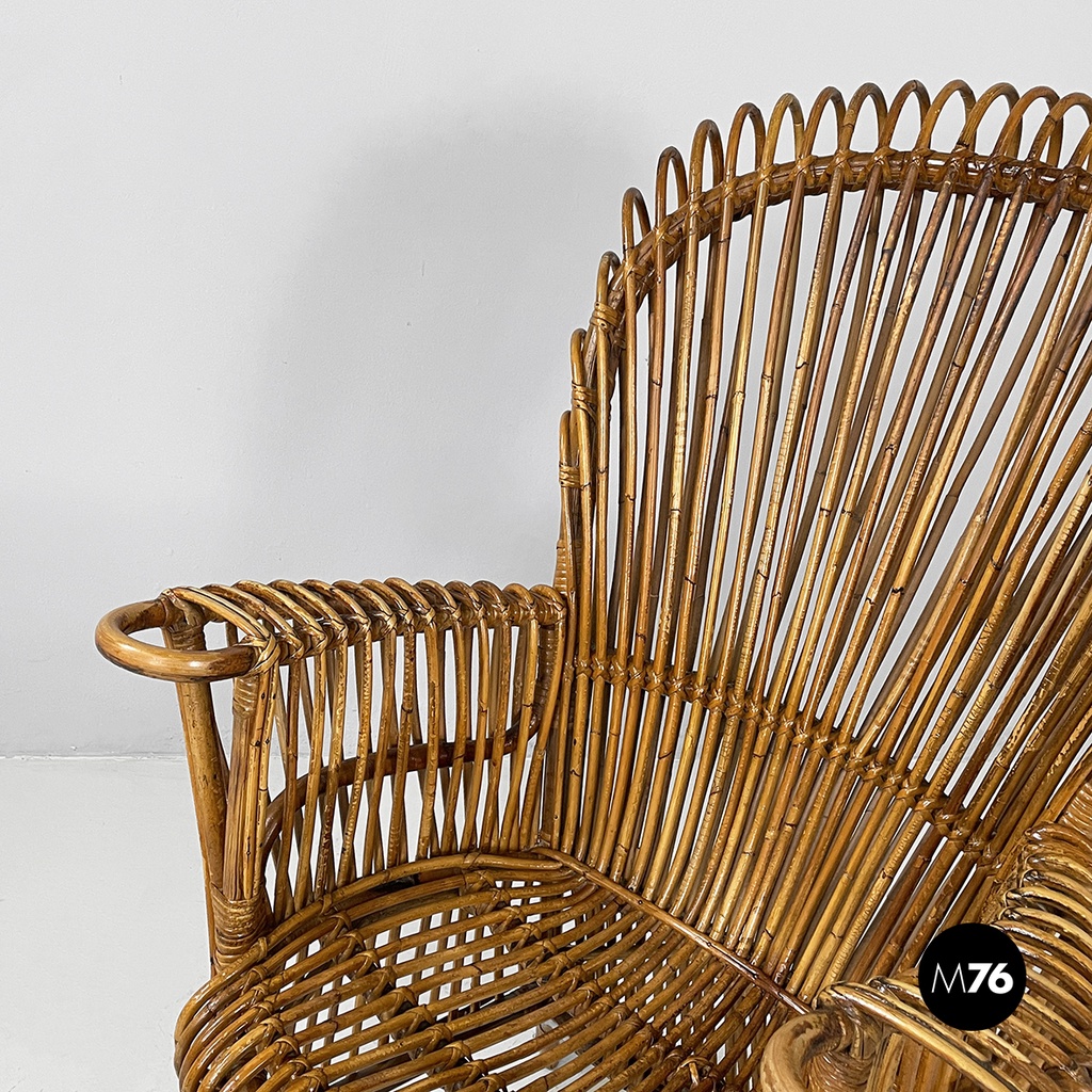 Italian mid-century modern rattan armchair by Antonio Dal Vera, 1960s