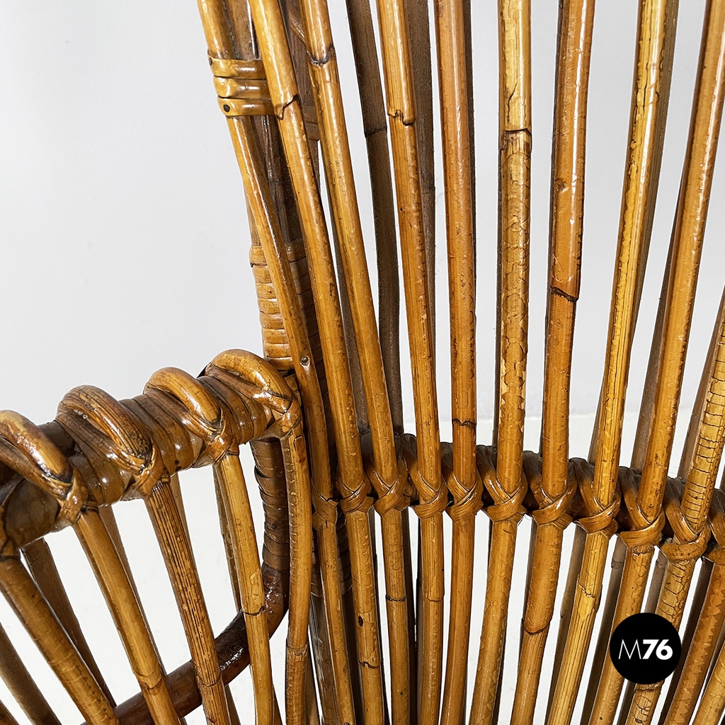 Italian mid-century modern rattan armchair by Antonio Dal Vera, 1960s