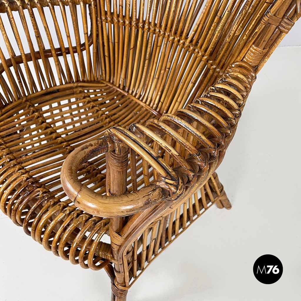 Italian mid-century modern rattan armchair by Antonio Dal Vera, 1960s