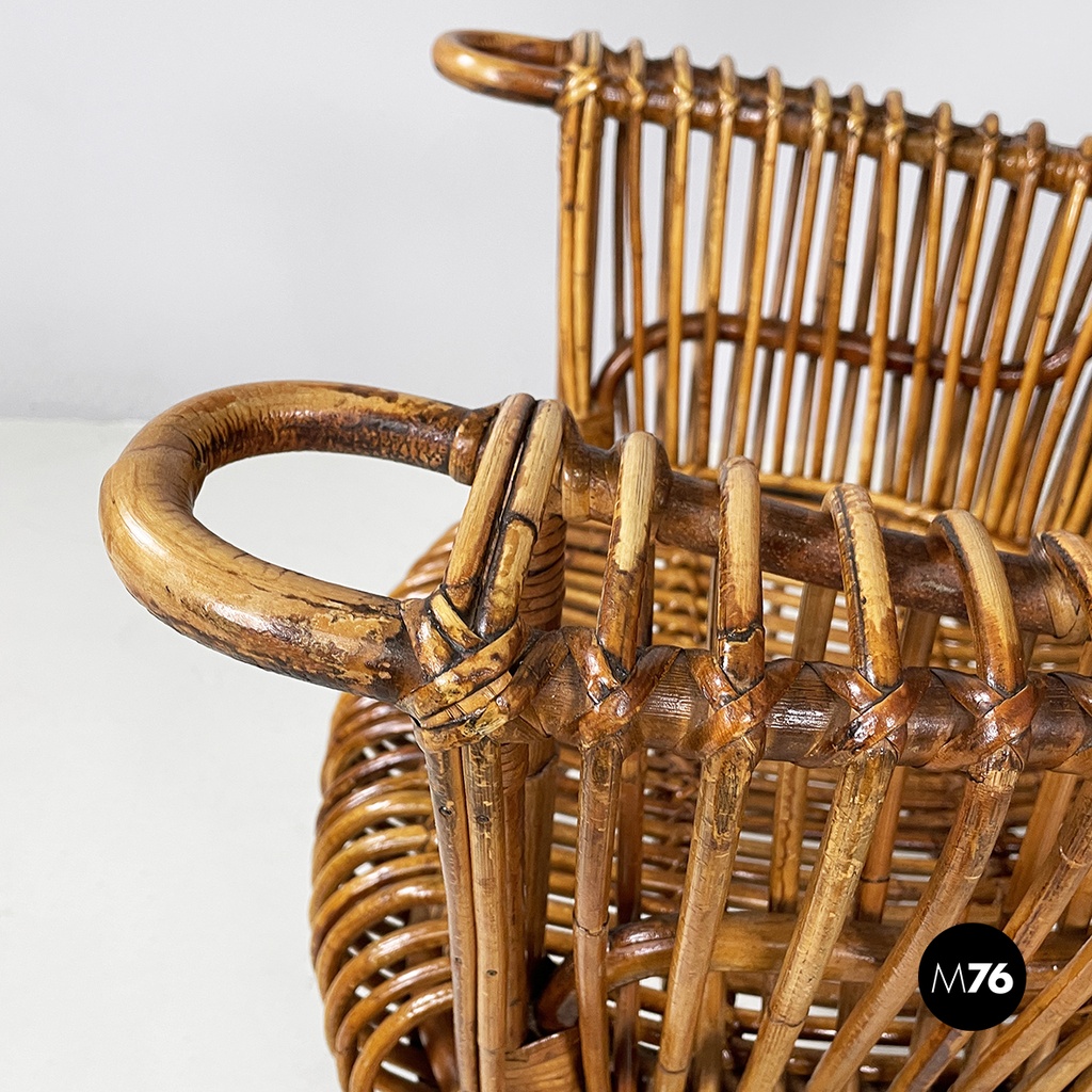 Italian mid-century modern rattan armchair by Antonio Dal Vera, 1960s