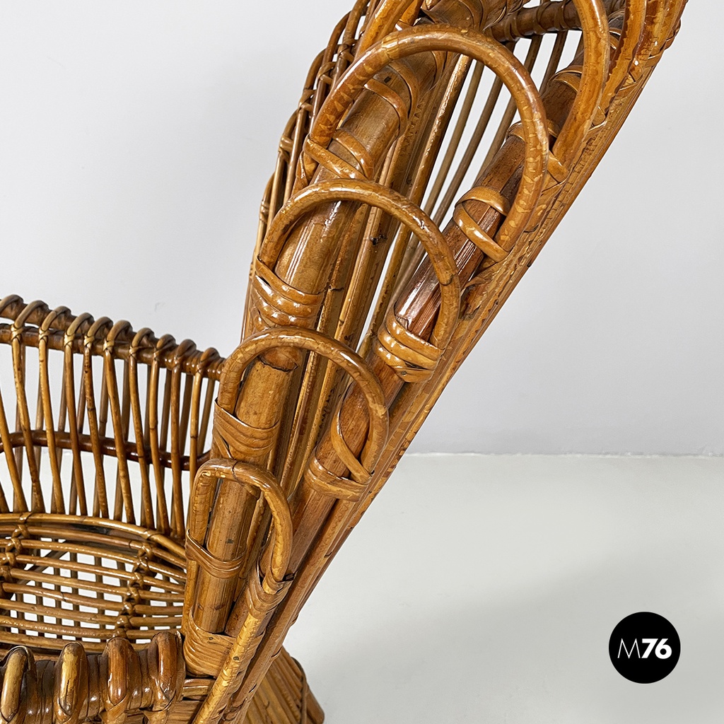 Italian mid-century modern rattan armchair by Antonio Dal Vera, 1960s