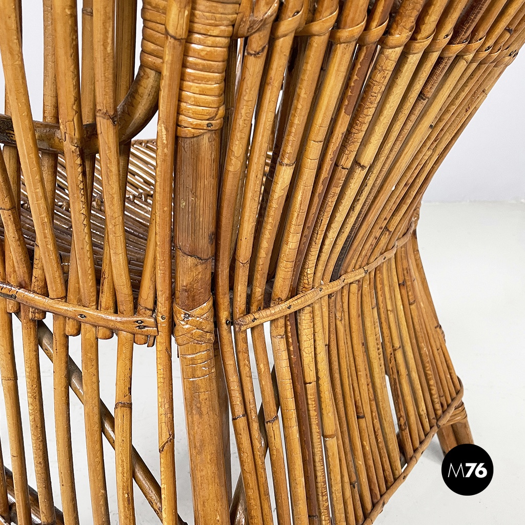 Italian mid-century modern rattan armchair by Antonio Dal Vera, 1960s