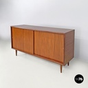 Italian mid-century modern two doors wooden sideboard with brass handles, 1960s