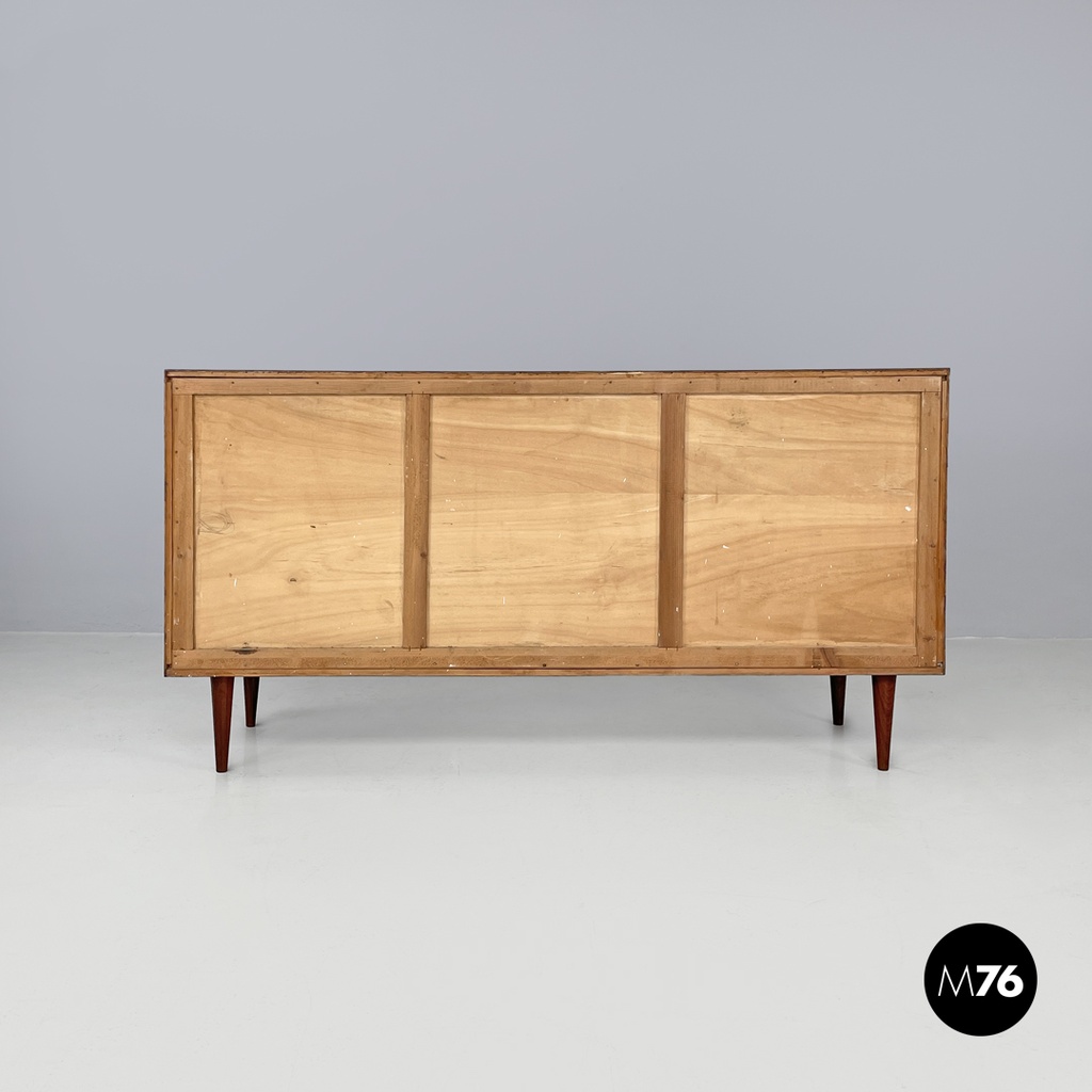 Italian mid-century modern two doors wooden sideboard with brass handles, 1960s