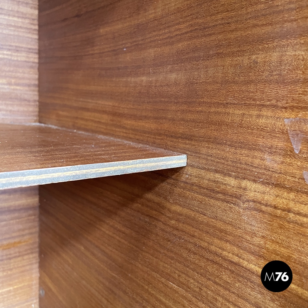 Italian mid-century modern two doors wooden sideboard with brass handles, 1960s