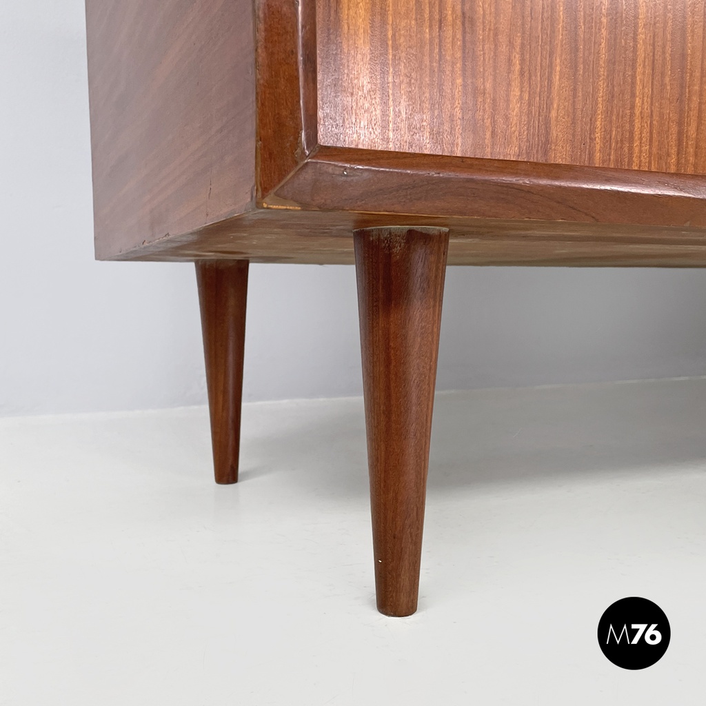 Italian mid-century modern two doors wooden sideboard with brass handles, 1960s