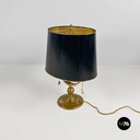 Italian mid century modern brass and black glossy abat jour or table lamps 1940s