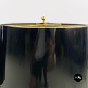 Italian mid century modern brass and black glossy abat jour or table lamps 1940s