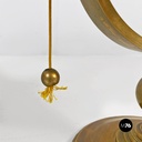 Italian mid century modern brass and black glossy abat jour or table lamps 1940s