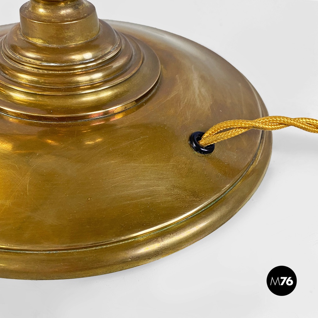 Italian mid century modern brass and black glossy abat jour or table lamps 1940s